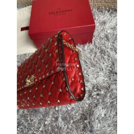 Valentino Sheepskin Chain Flip Bag For Women Red 0137b