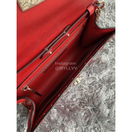 Valentino Sheepskin Chain Flip Bag For Women Red 0137b