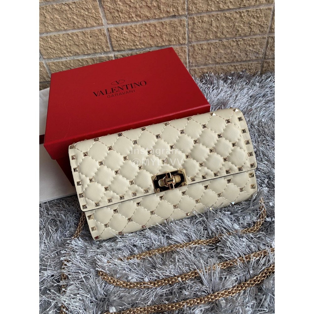 Valentino Sheepskin Chain Flip Bag For Women White 0137b