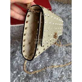 Valentino Sheepskin Chain Flip Bag For Women White 0137b