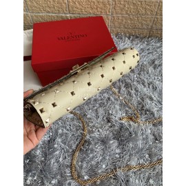 Valentino Sheepskin Chain Flip Bag For Women White 0137b