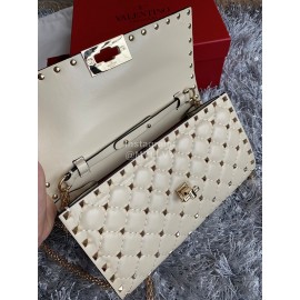 Valentino Sheepskin Chain Flip Bag For Women White 0137b