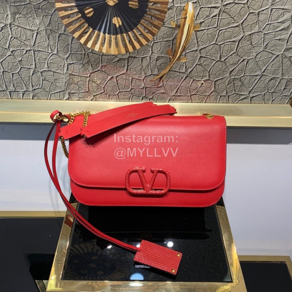 Valentino Large Snake Chain Messenger Bag Red 0006l