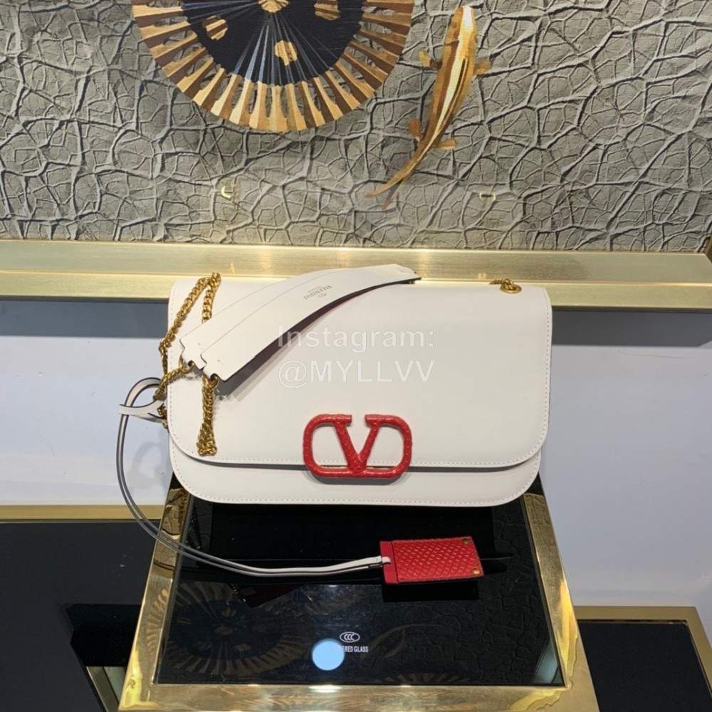 Valentino Large Snake Chain Messenger Bag White 0006l