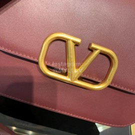 Valentino Small Gold Buckle Messenger Bag For Women Purplish Red 0006s