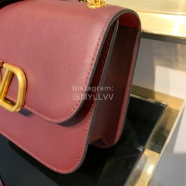 Valentino Small Gold Buckle Messenger Bag For Women Purplish Red 0006s