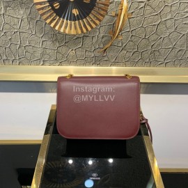 Valentino Small Gold Buckle Messenger Bag For Women Purplish Red 0006s