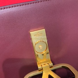 Valentino Small Gold Buckle Messenger Bag For Women Purplish Red 0006s