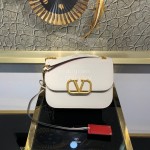 Valentino Small Gold Buckle Messenger Bag For Women White 0006s