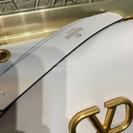 Valentino Small Gold Buckle Messenger Bag For Women White 0006s