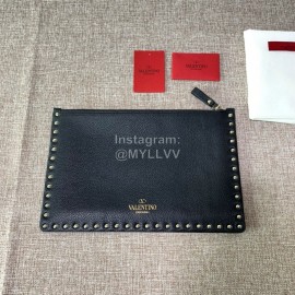 Valentino Classic Black Leather Envelope Bag 0269a