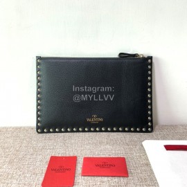 Valentino Classic Black Leather Envelope Bag 0269a