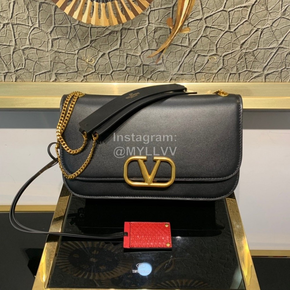 Valentino Large Gold Chain Bag For Women Black 0006l