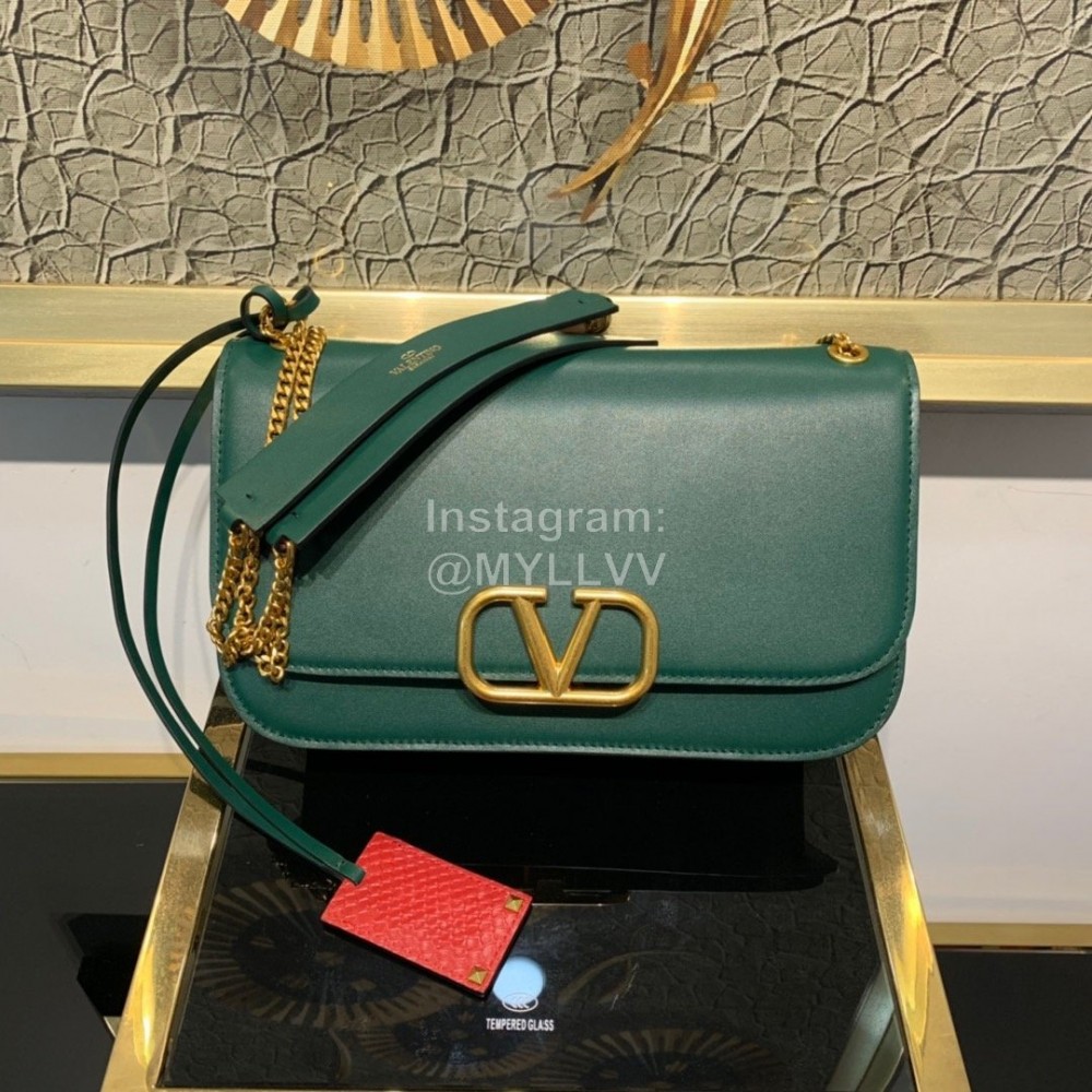 Valentino Large Gold Chain Bag For Women Green 0006l
