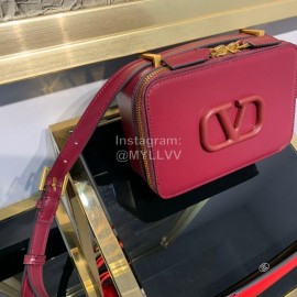 Valentino Small Cowhide Square Messenger Bag Wine Red 0095s
