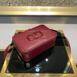 Valentino Small Cowhide Square Messenger Bag Wine Red 0095s