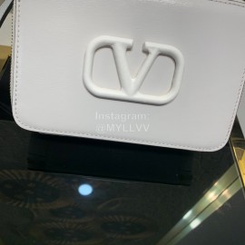 Valentino Small Cowhide Square Messenger Bag White 0095s