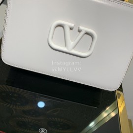 Valentino Large Cowhide Square Messenger Bag White 0095l