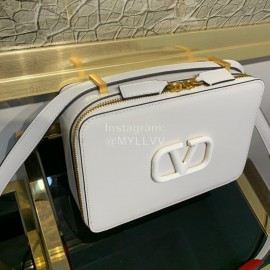 Valentino Large Cowhide Square Messenger Bag White 0095l