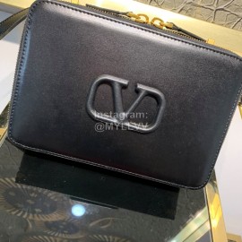 Valentino Large Cowhide Square Messenger Bag Black 0095l