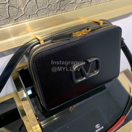 Valentino Large Cowhide Square Messenger Bag Black 0095l