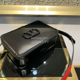 Valentino Large Cowhide Square Messenger Bag Black 0095l