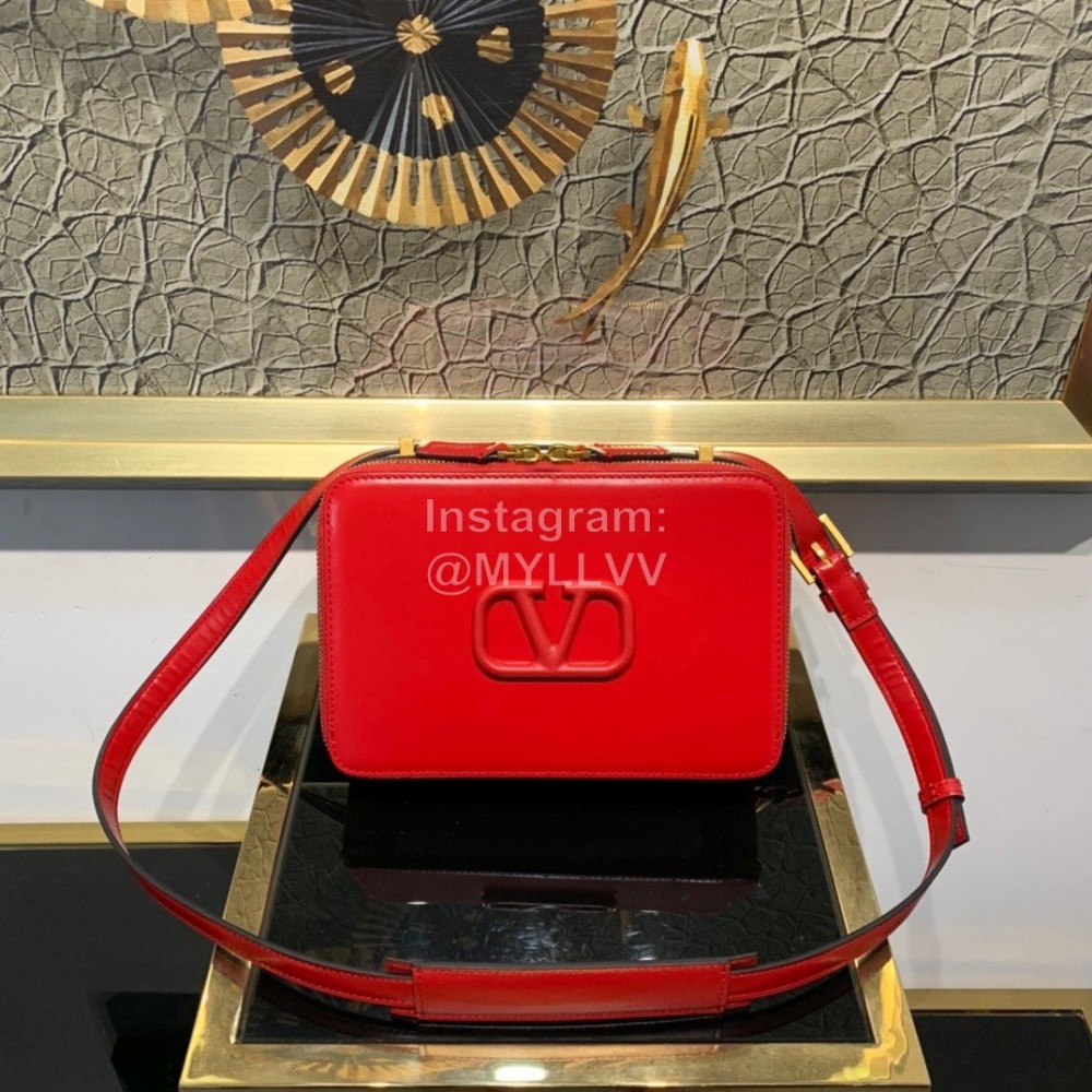 Valentino Large Cowhide Square Messenger Bag Red 0095l