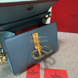 Valentino Small Leather Buckle Cowhide Vintage Handbag Messenger Bag Blue 0082s