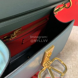 Valentino Small Leather Buckle Cowhide Vintage Handbag Messenger Bag Blue 0082s