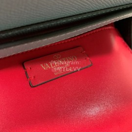 Valentino Small Leather Buckle Cowhide Vintage Handbag Messenger Bag Blue 0082s