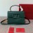 Valentino Small Leather Buckle Cowhide Vintage Handbag Messenger Bag Green 0082s
