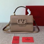 Valentino Small Leather Buckle Cowhide Vintage Handbag Messenger Bag Apricot 0082s