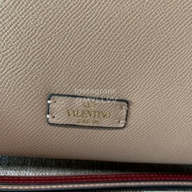 Valentino Small Leather Buckle Cowhide Vintage Handbag Messenger Bag Apricot 0082s