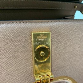 Valentino Small Leather Buckle Cowhide Vintage Handbag Messenger Bag Apricot 0082s