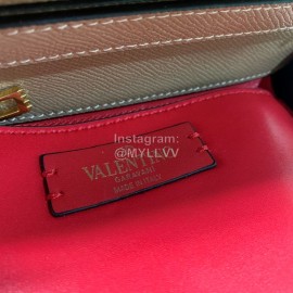 Valentino Small Leather Buckle Cowhide Vintage Handbag Messenger Bag Apricot 0082s