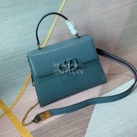 Valentino Large Leather Buckle Cowhide Vintage Handbag Messenger Bag Blue 0082l