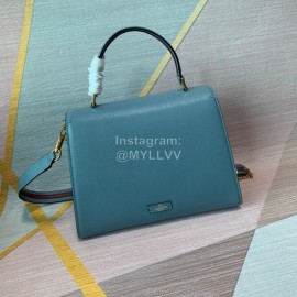 Valentino Large Leather Buckle Cowhide Vintage Handbag Messenger Bag Blue 0082l