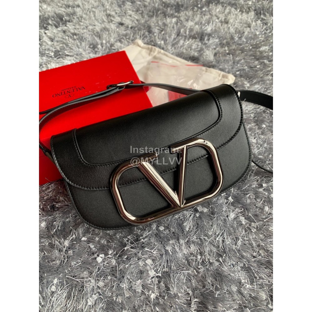 Valentino Large Plain Black Messenger Bag 0109l