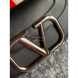 Valentino Large Plain Black Messenger Bag 0109l