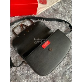 Valentino Large Plain Black Messenger Bag 0109l