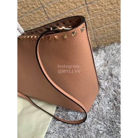 Valentino Calf Magnetic Buckle Shopping Bag Pink 0071