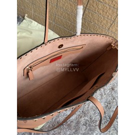 Valentino Calf Magnetic Buckle Shopping Bag Pink 0071