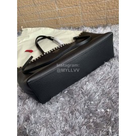 Valentino Calf Magnetic Buckle Shopping Bag Black 0071