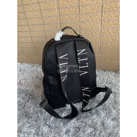 Valentino Black Nylon Calfskin Backpack 0858