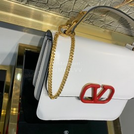 Valentino Large V-Button Retro Shoulder Bag White 0074l