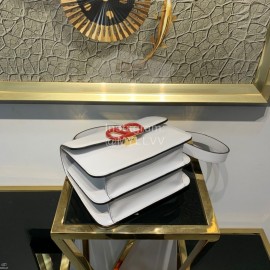 Valentino Large V-Button Retro Shoulder Bag White 0074l