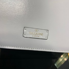 Valentino Large V-Button Retro Shoulder Bag White 0074l