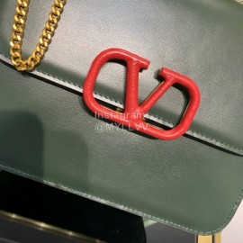Valentino Large V-Button Retro Shoulder Bag Green 0074l
