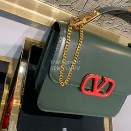 Valentino Large V-Button Retro Shoulder Bag Green 0074l