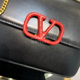 Valentino Large V-Button Retro Shoulder Bag Black 0074l